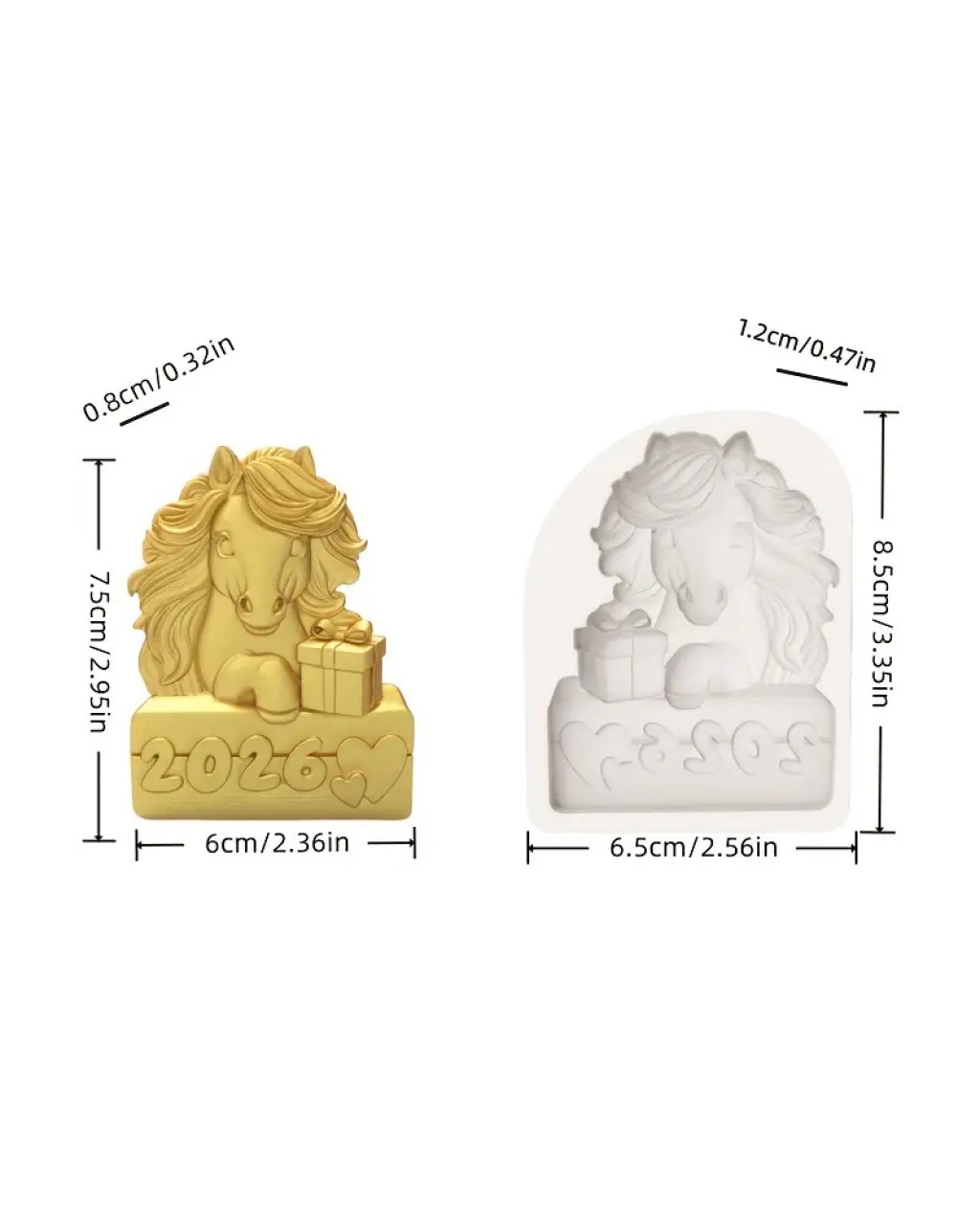 YY5938 Sevimli At & Kalp Şekilli Hediye Biblo Magnet Silikon Kalıp